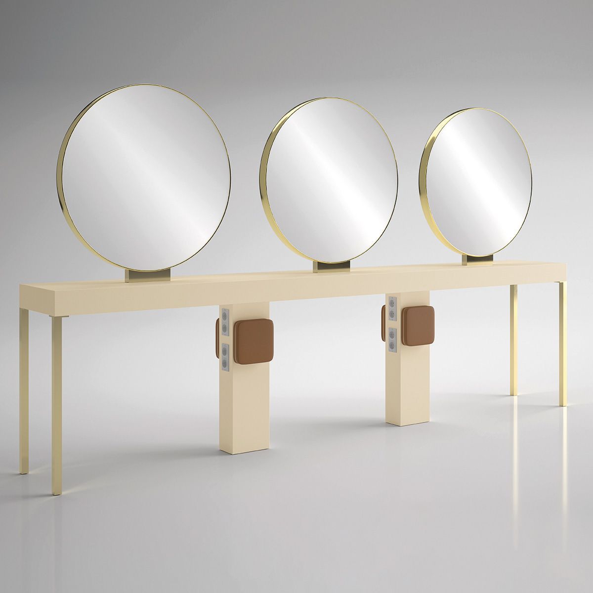 Contemporary dressing table ILOT RONDE 6P GOLD Gamma & Bross laminate / freestanding / for