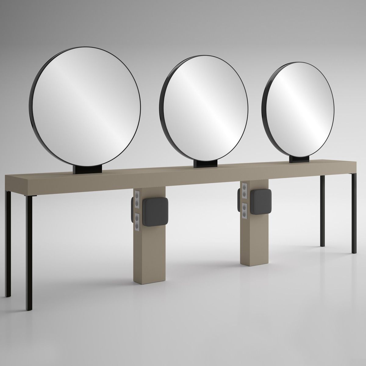 Contemporary dressing table ILOT RONDE 6P BLACK Gamma & Bross laminate / freestanding