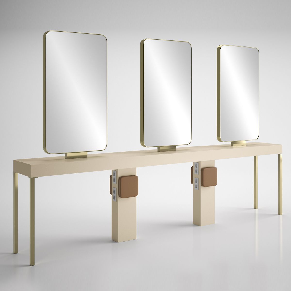 Contemporary dressing table ILOT CARRÉ 6P GOLD Gamma & Bross laminate / freestanding / for