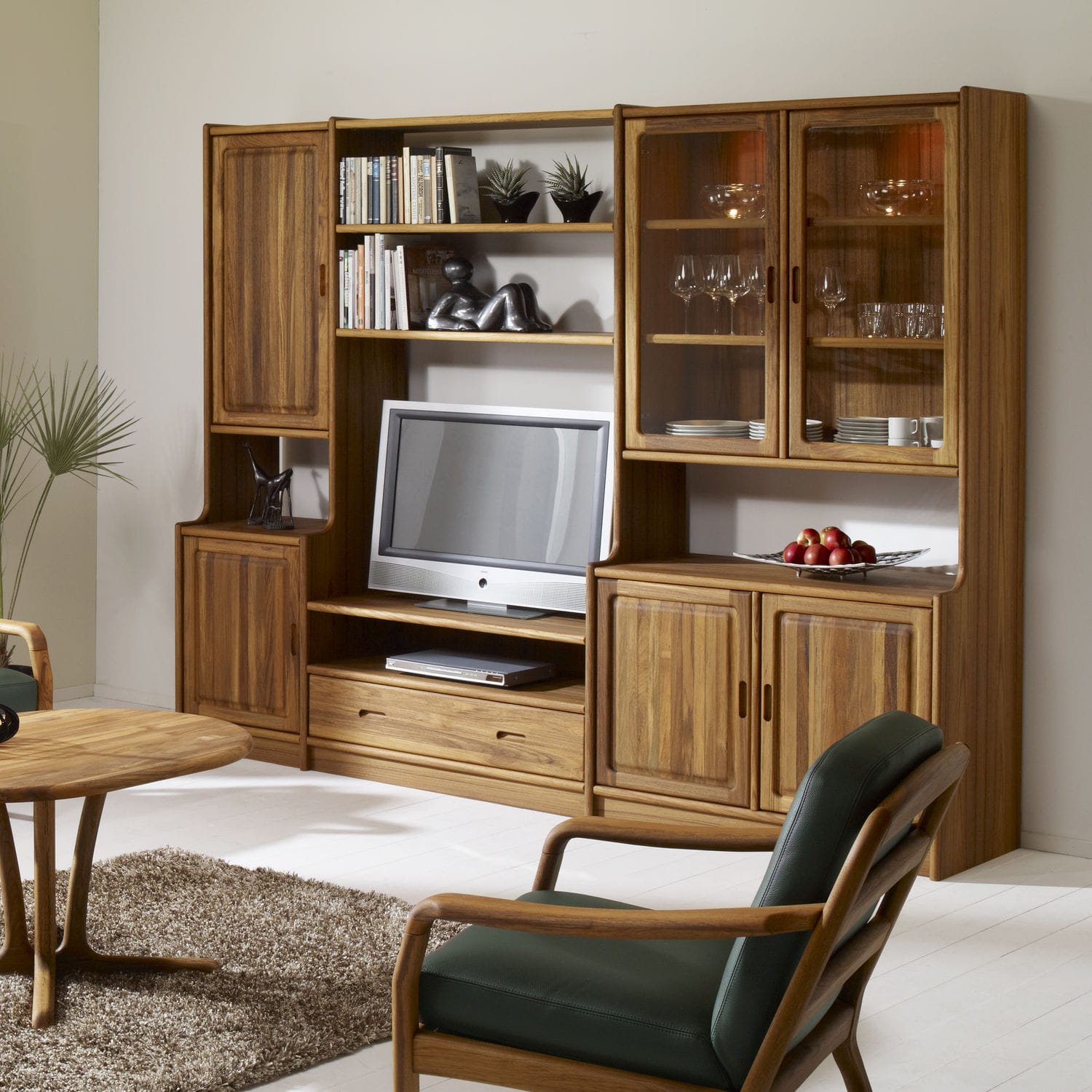 Scandinavian design TV wall unit - VK2 - dyrlund - teak / with DVD ...