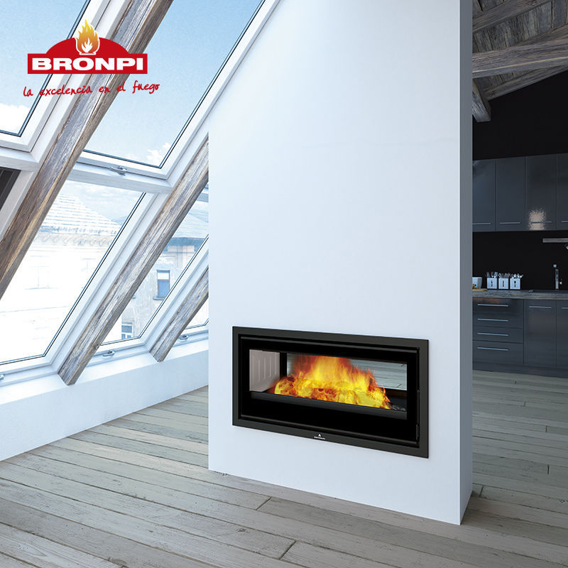Wood Burning Fireplace Insert Double Sided Cairo 90 D Bronpi