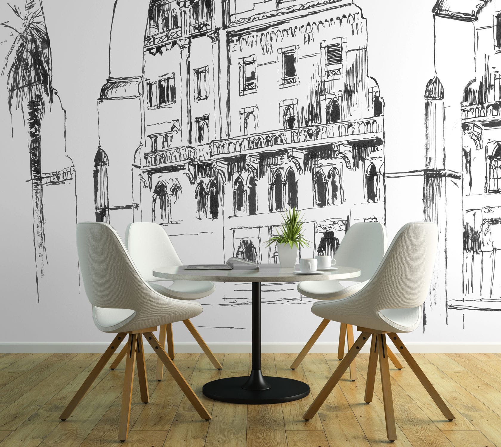 Traditional wallpaper - PALACE HOTEL AQ107 - In Création - sketch