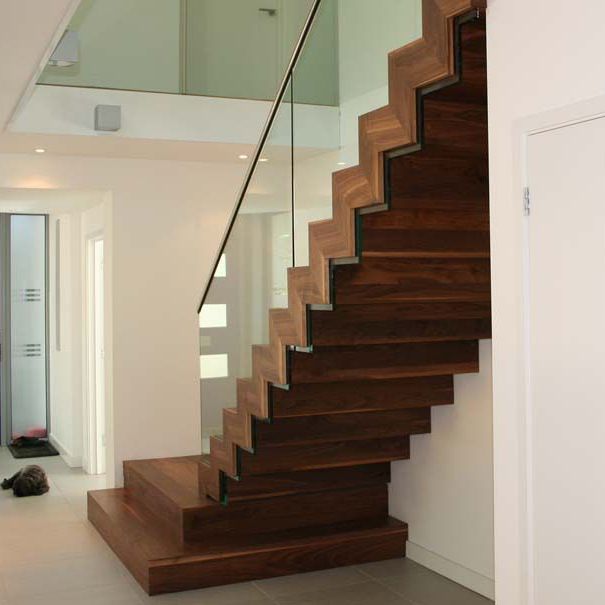 Straight Staircase Steel Frame Wooden Steps With Risers Straight Staircase Steel Frame Wooden Steps With Risers