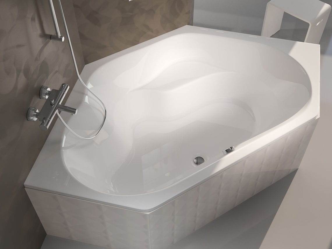 Corner bathtub WINNIPEG RIHO whirlpool / acrylic / white