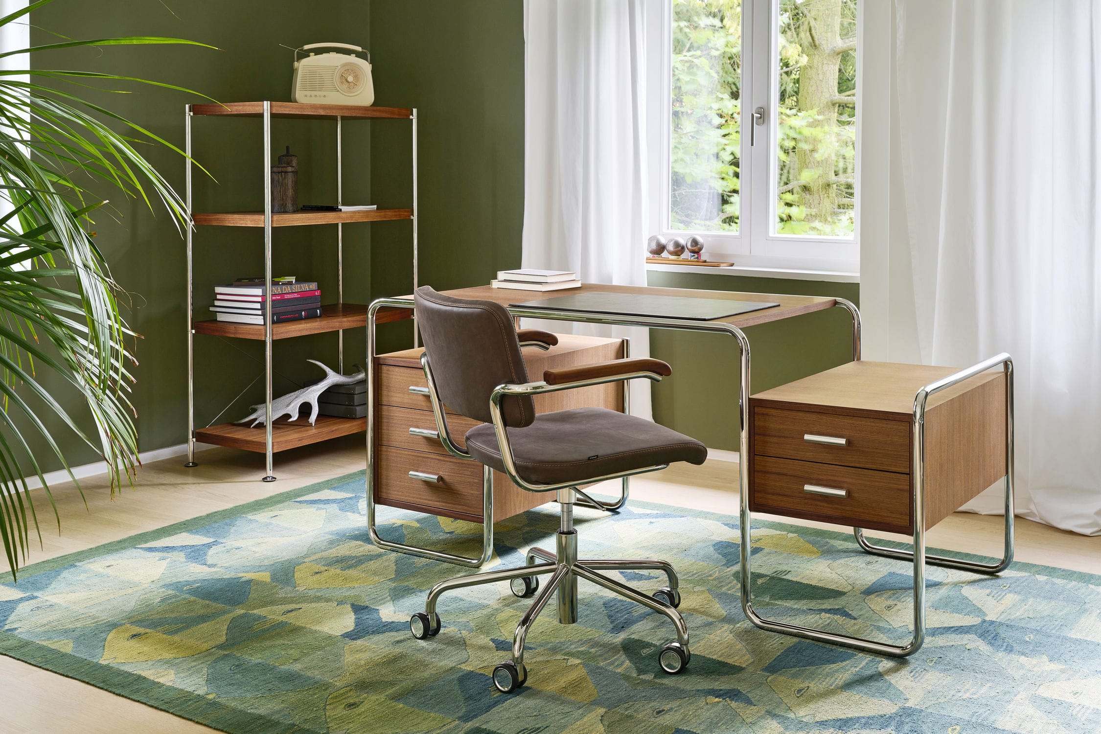 Bauhaus design desk - S 285 - THONET - wooden / steel / with