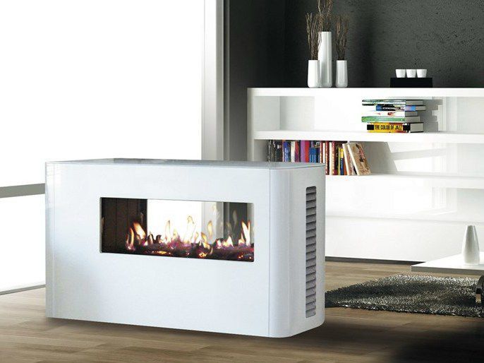 Gas Fireplace Contemporary Closed Hearth Double Sided