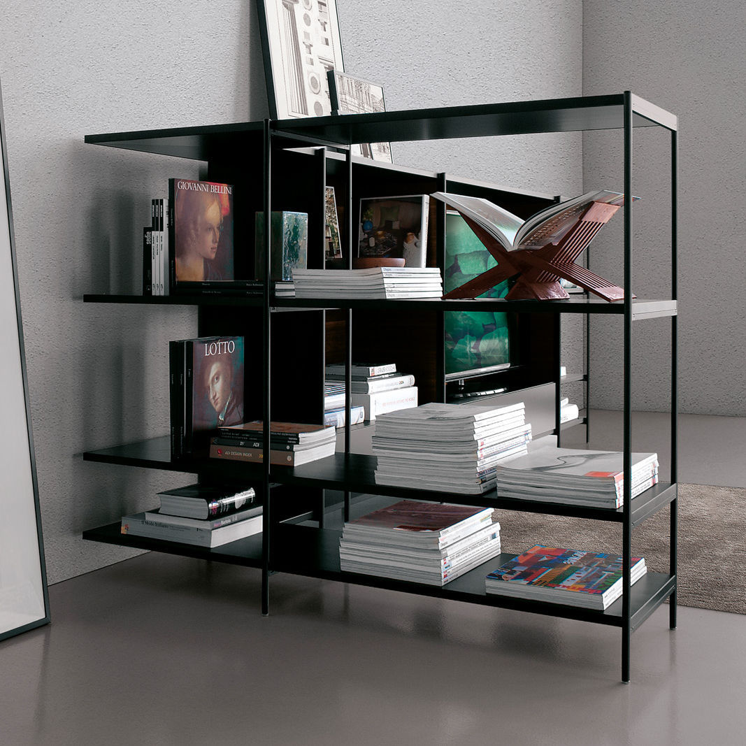 Free-standing bookcase - XY - extendo - modular / contemporary / oak