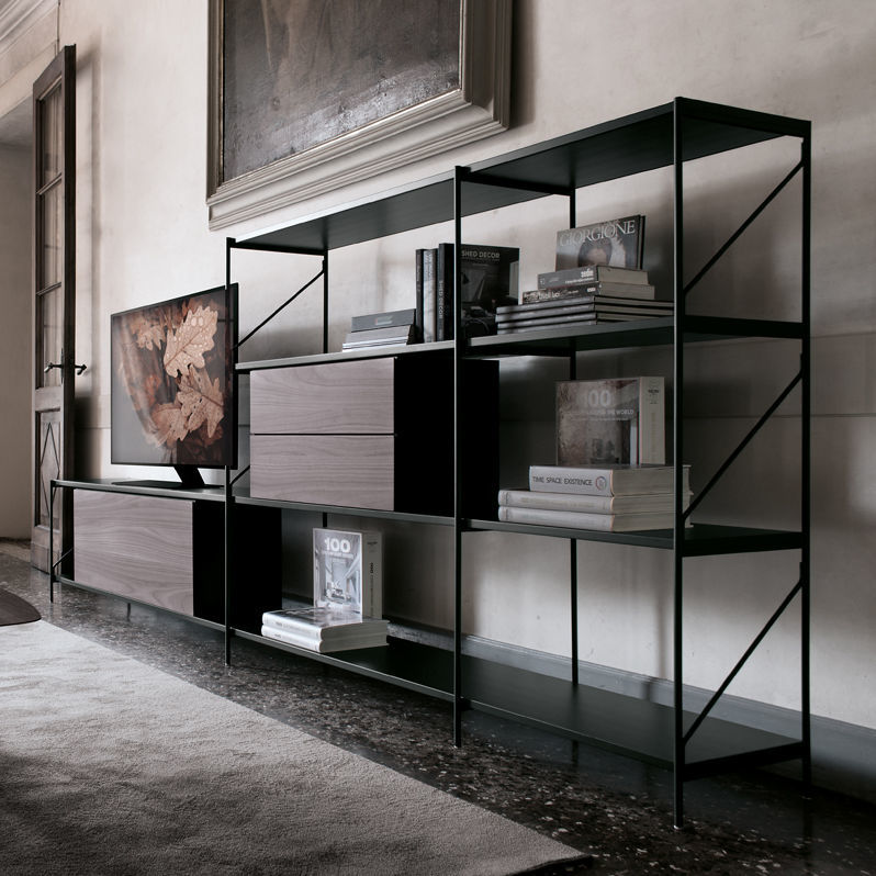 Contemporary TV cabinet - XY - extendo - with storage / with shelves ...