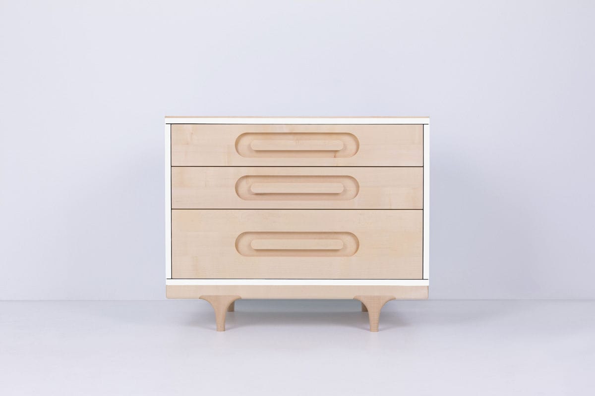 Contemporary Chest Of Drawers Solid Wood Maple Wood Veneer