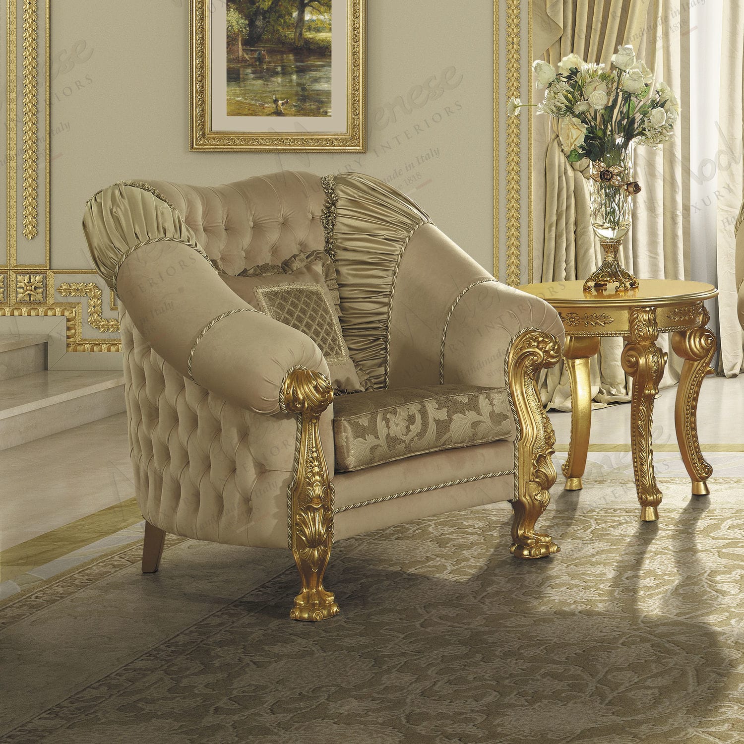 Traditional armchair - 16447 - Modenese Luxury Interiors - fabric