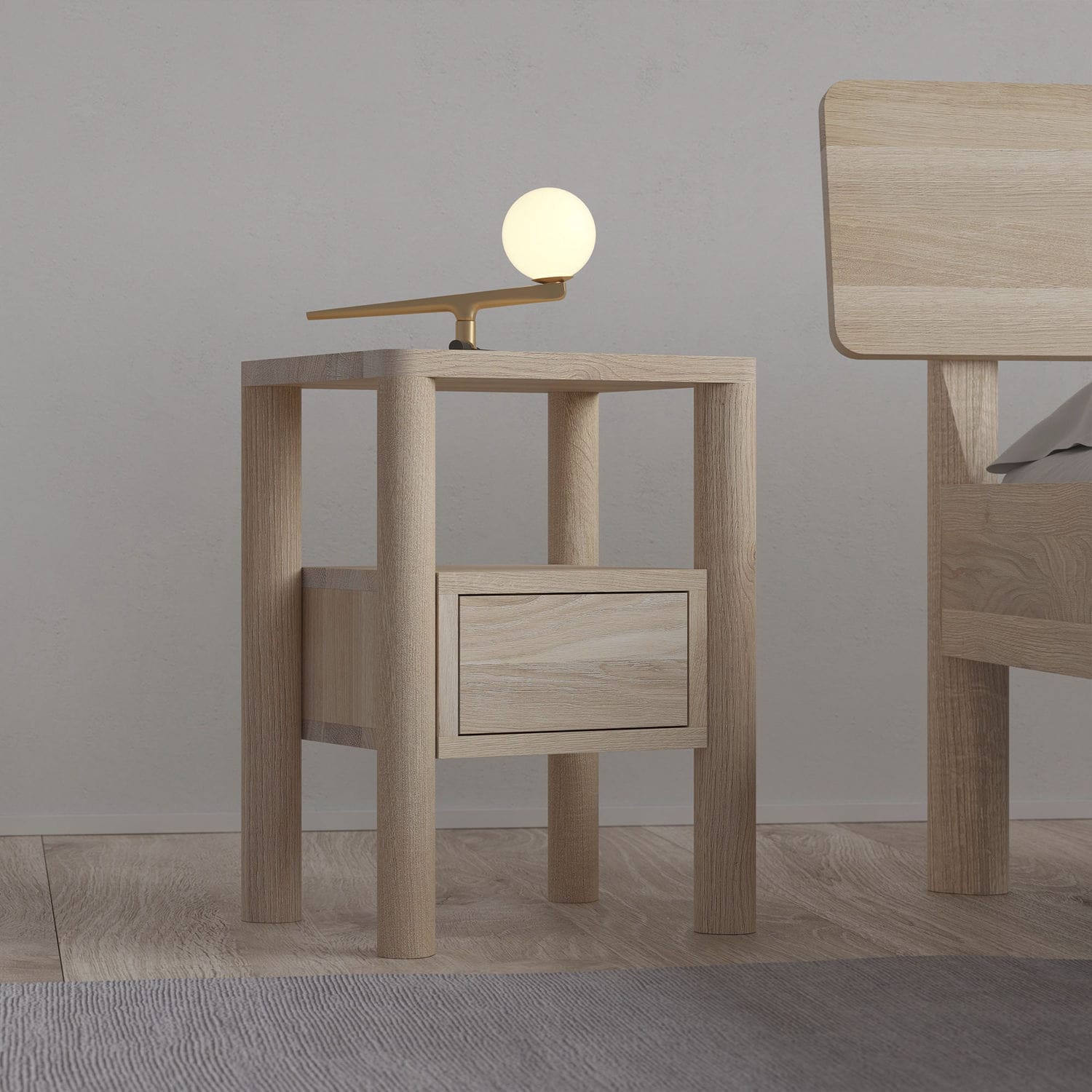 Contemporary bedside table - MOLLIS - vitamin design - cherrywood ...