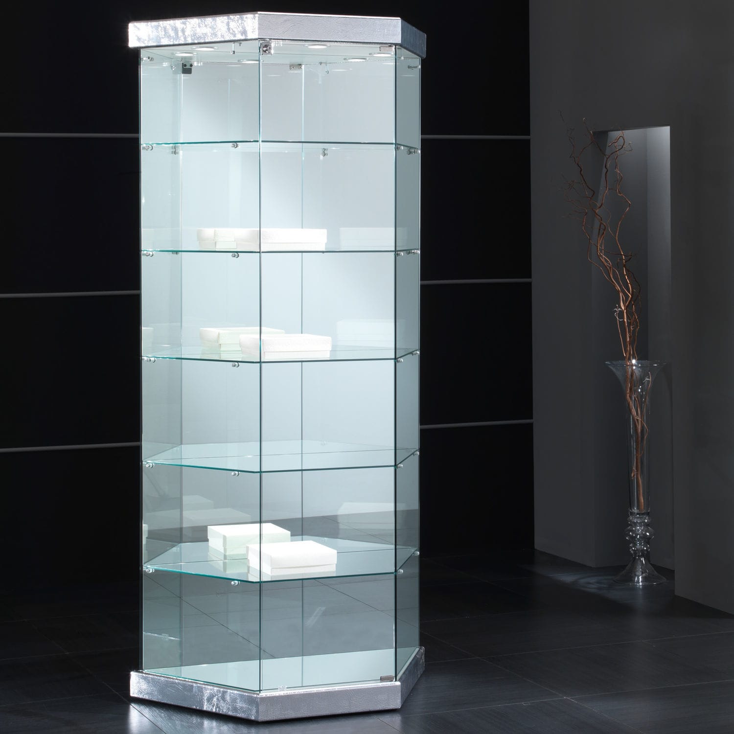 Contemporary display case - 9/TR - Italvetrine - tempered glass ...