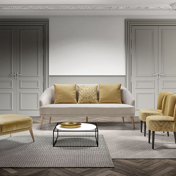 Contemporary sofa LUCÍA MANUEL LARRAGA gray / pink / fabric