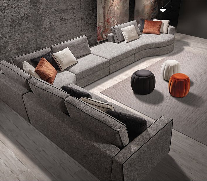 Modular sofa PLAZA MANUEL LARRAGA corner / gray / fabric
