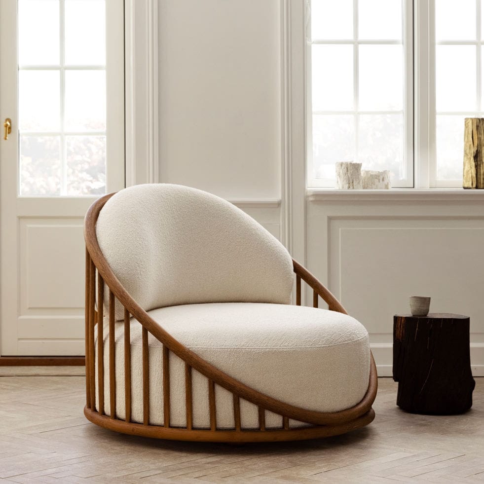 Contemporary armchair - CASK - expormim - fabric / rattan / with ...