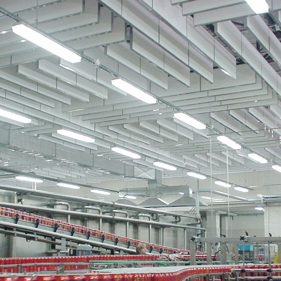 Steel acoustic baffle INDUSTRIAL™ ROCKFON stone wool / hanging