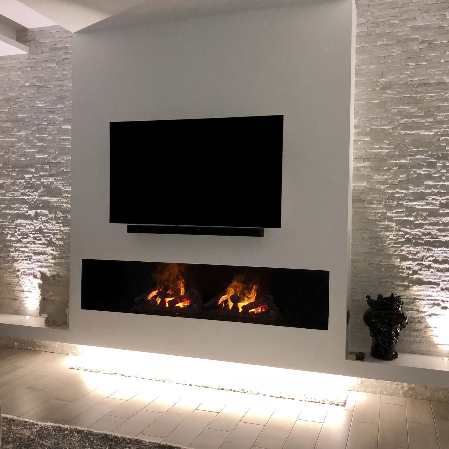 Electric Fireplace Contemporary Open Hearth Built In Brace