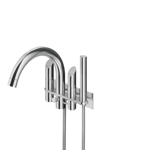 Double Handle Bathtub Mixer Tap Wall Mounted Stainless Steel
