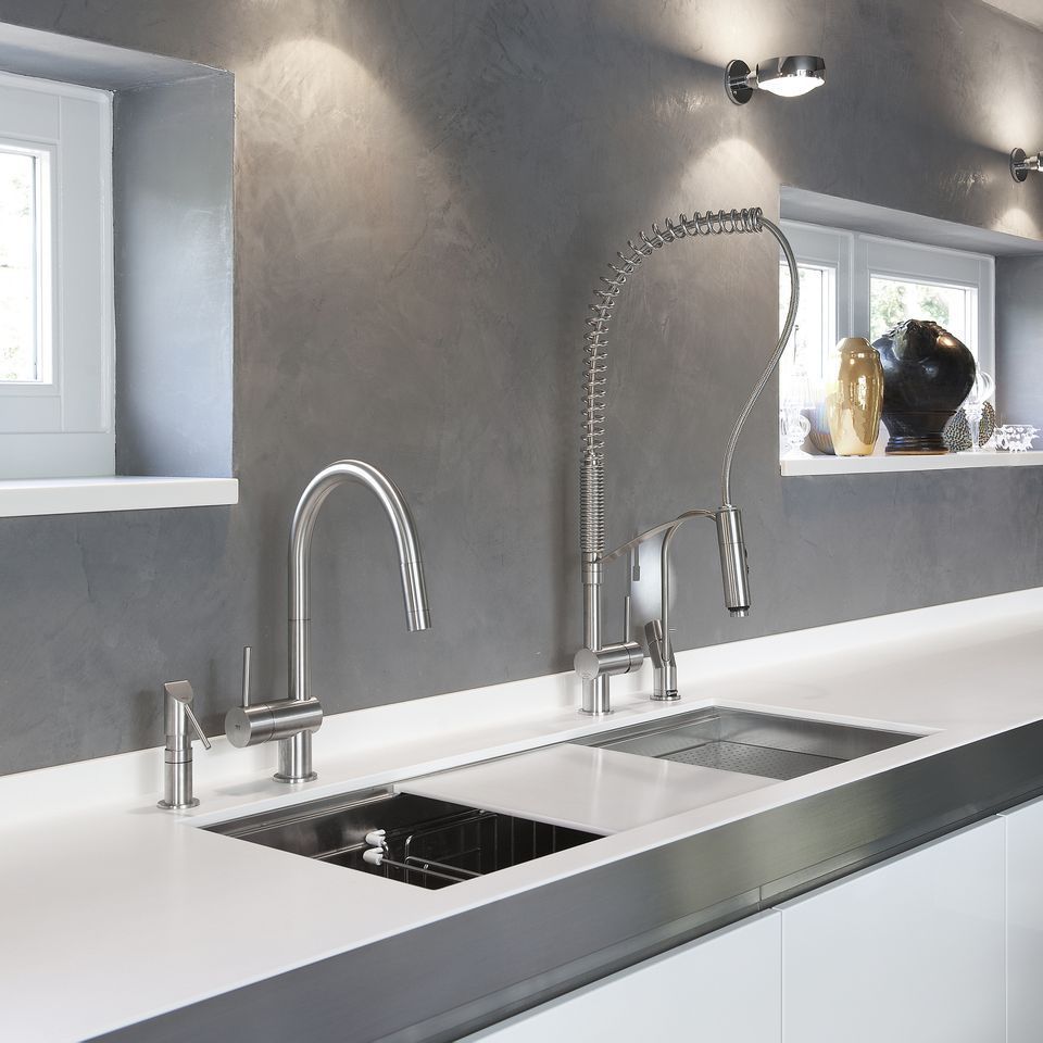 Stainless Steel Mixer Tap Kitchen 1 Hole With Pull Out Spray
