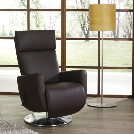 Contemporary Armchair Leather Metal Swivel Easy Swing