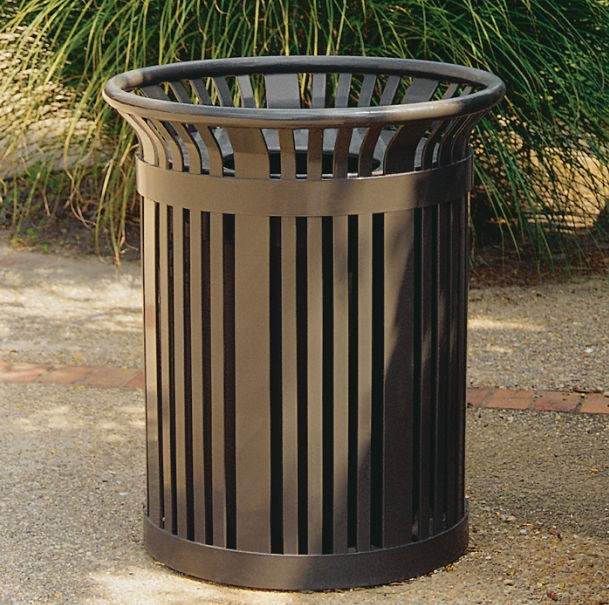 Public trash can - ES-242 - Victor Stanley - steel / with built-in ...