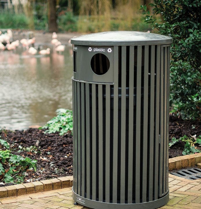 Public trash can - RSDC-36 - Victor Stanley - steel / with built-in ...