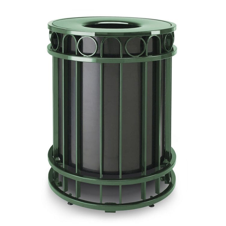 Public trash can - PSO-32 - Victor Stanley - steel / with built-in ...