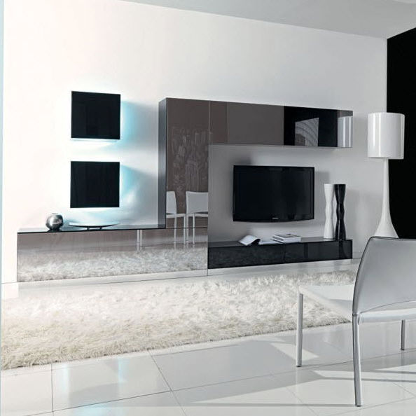 Contemporary TV wall unit - TETRIS : 022 - unico italia - glass / aluminum