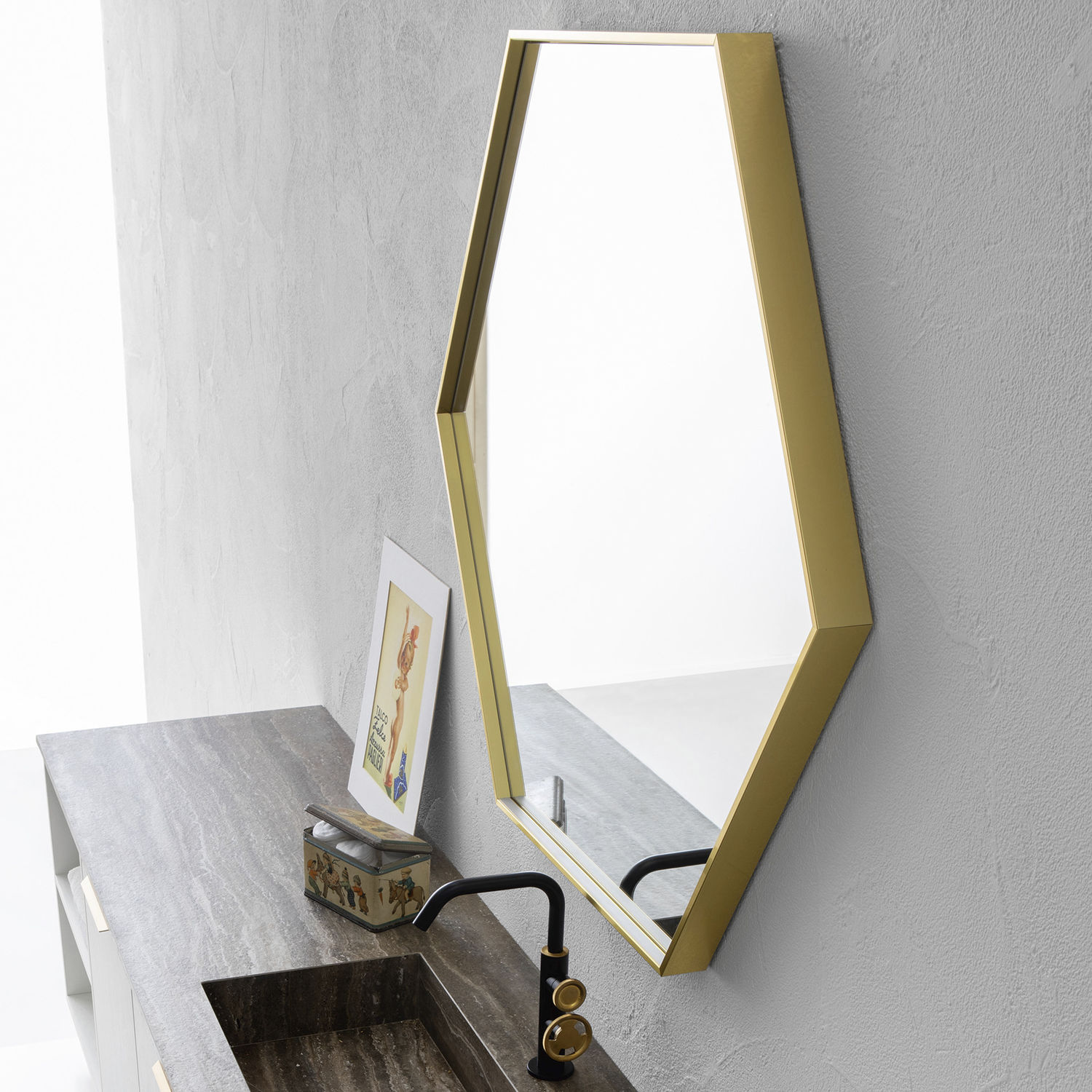 Wall-mounted bathroom mirror - ORO - COMPAB - contemporary / golden ...