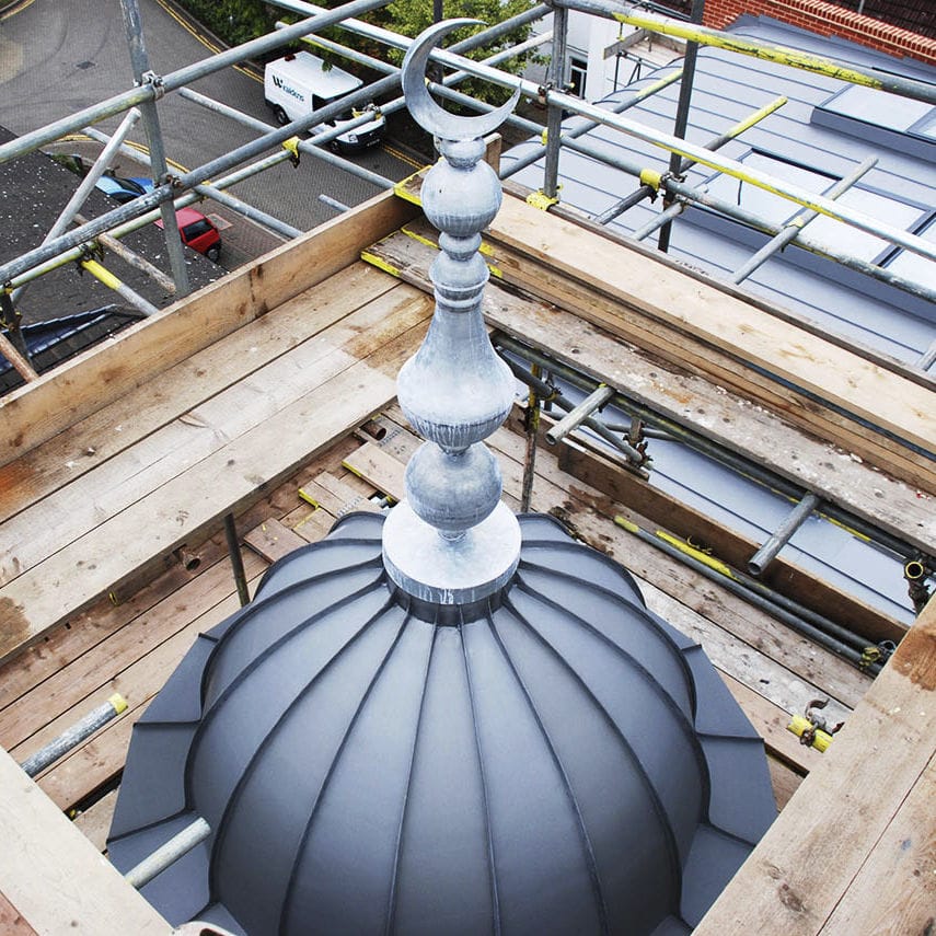 Zinc roofing CROYDON MOSQUE Peters Roofing slate look / standing