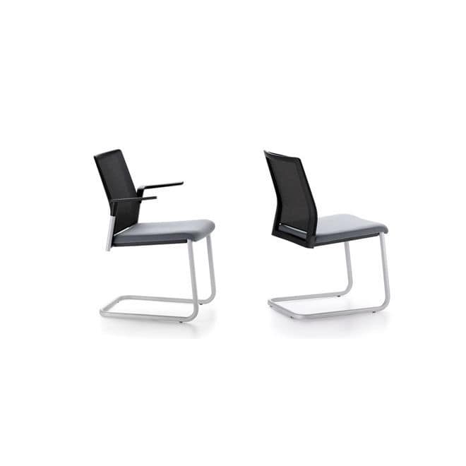Contemporary visitor chair PLURAL Forma 5 mesh / metal base / black