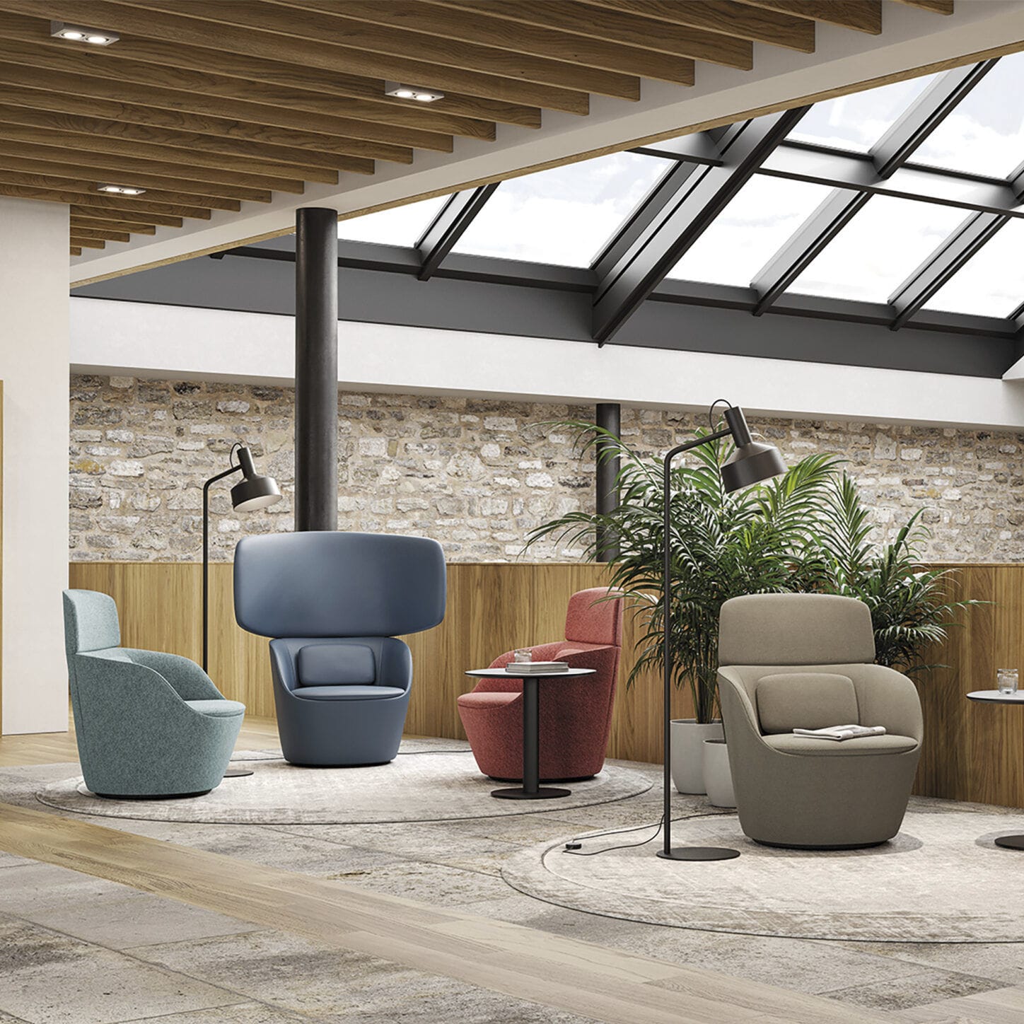 Contemporary armchair - RADAR - Frezza - fabric / leather