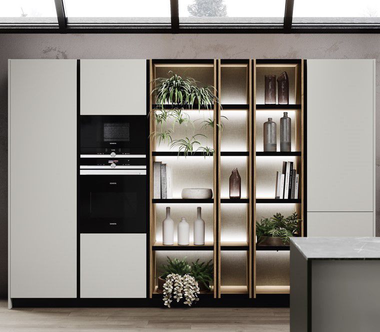 Miton Waind_L open bookcase system with LED shelves — Living Systems and Sincro collection