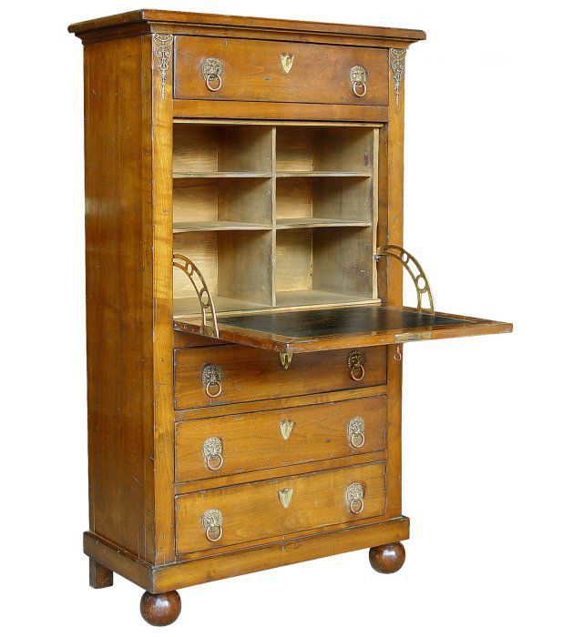 Empire Style Secretary Desk Cherrywood Marble 561 Moissonnier