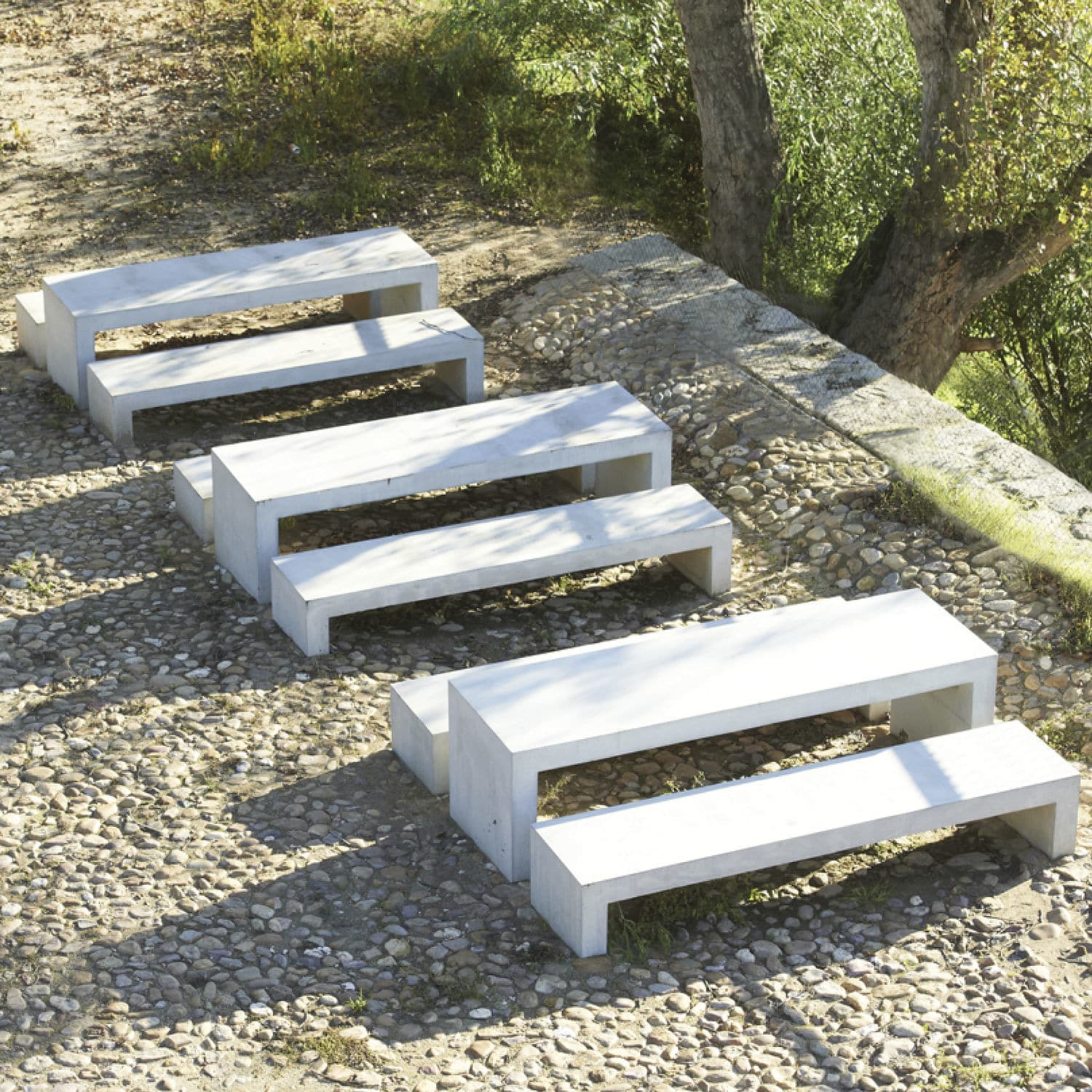 Contemporary bench and table set BALARÉS LARUS DESIGN concrete