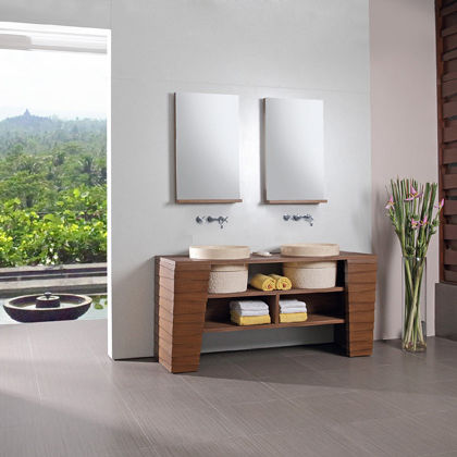 Double Washbasin Cabinet Free Standing Wooden Contemporary Double Washbasin Cabinet Free