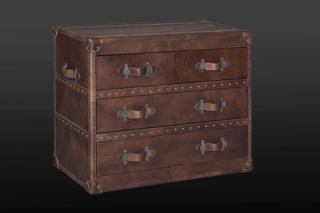 Contemporary Chest Of Drawers Leather Brown Cas Sto