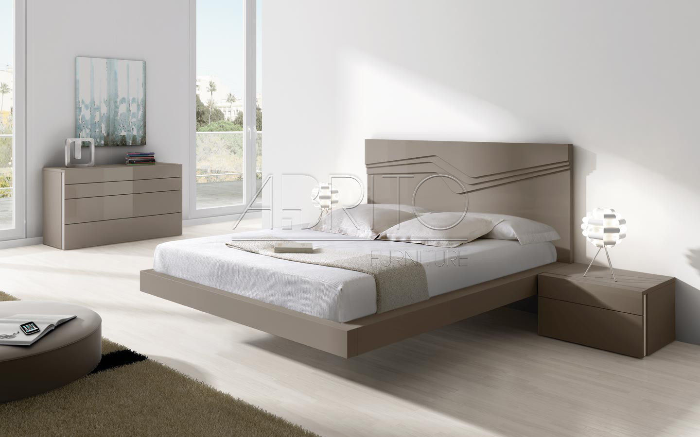 Floating Bed Aris Plus 28c A Brito Double Contemporary With Headboard