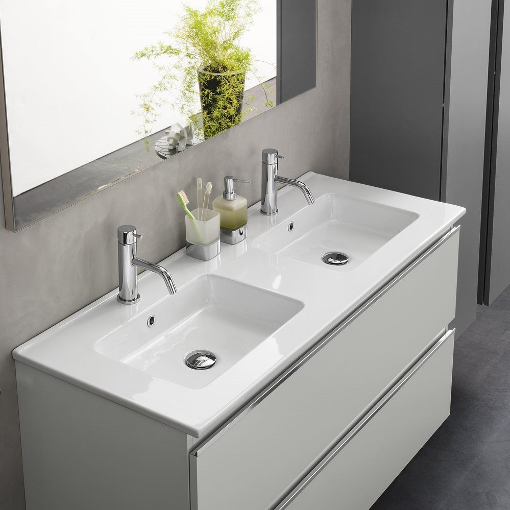 Double Washbasin Cabinet Wall Hung Mdf Laminate Urban Inda