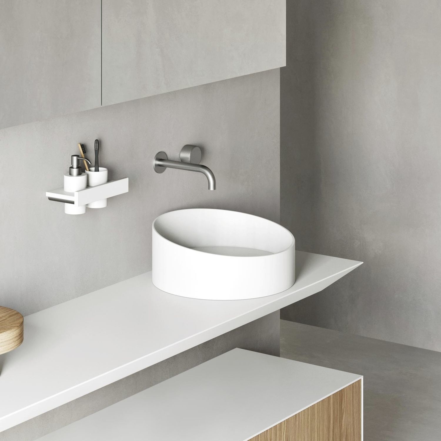 Countertop washbasin - CUT - Rexa Design - Solid Surface / Corian® / custom