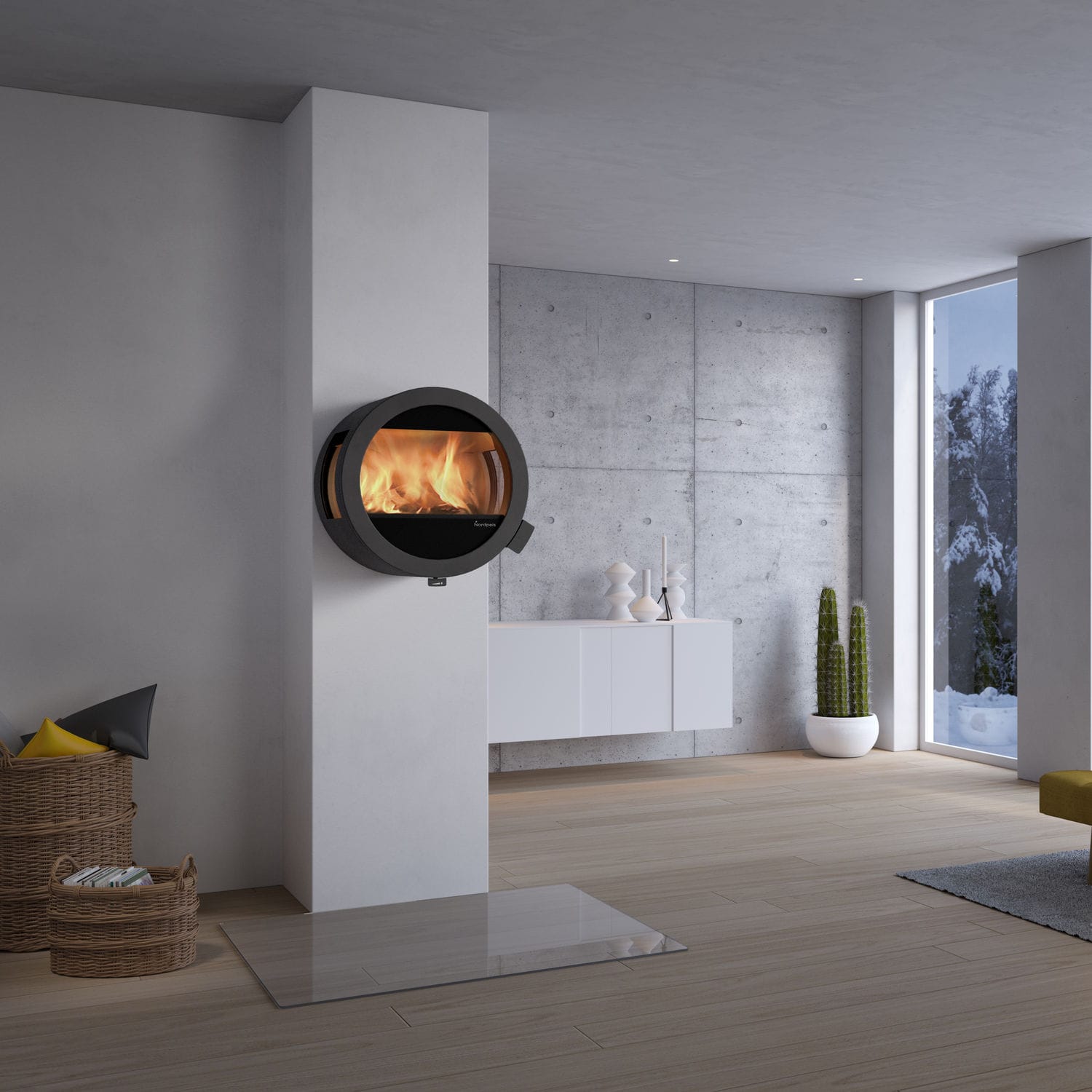 Wood heating stove ME Nordpeis electric / 5 kW...10 kW / wallmounted