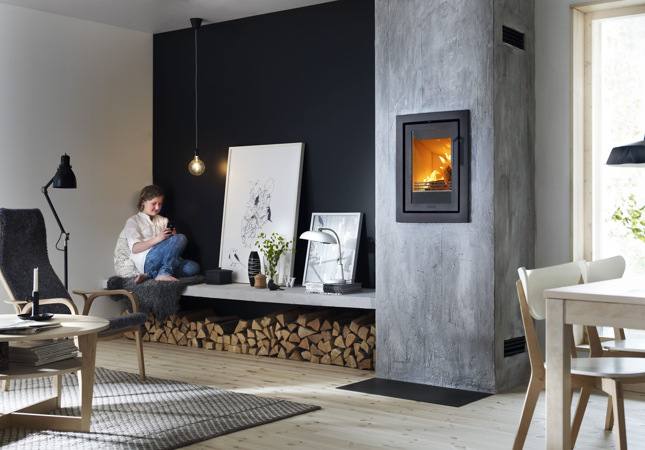 Wood Burning Fireplace Insert I4 Modern Four Sided Frame