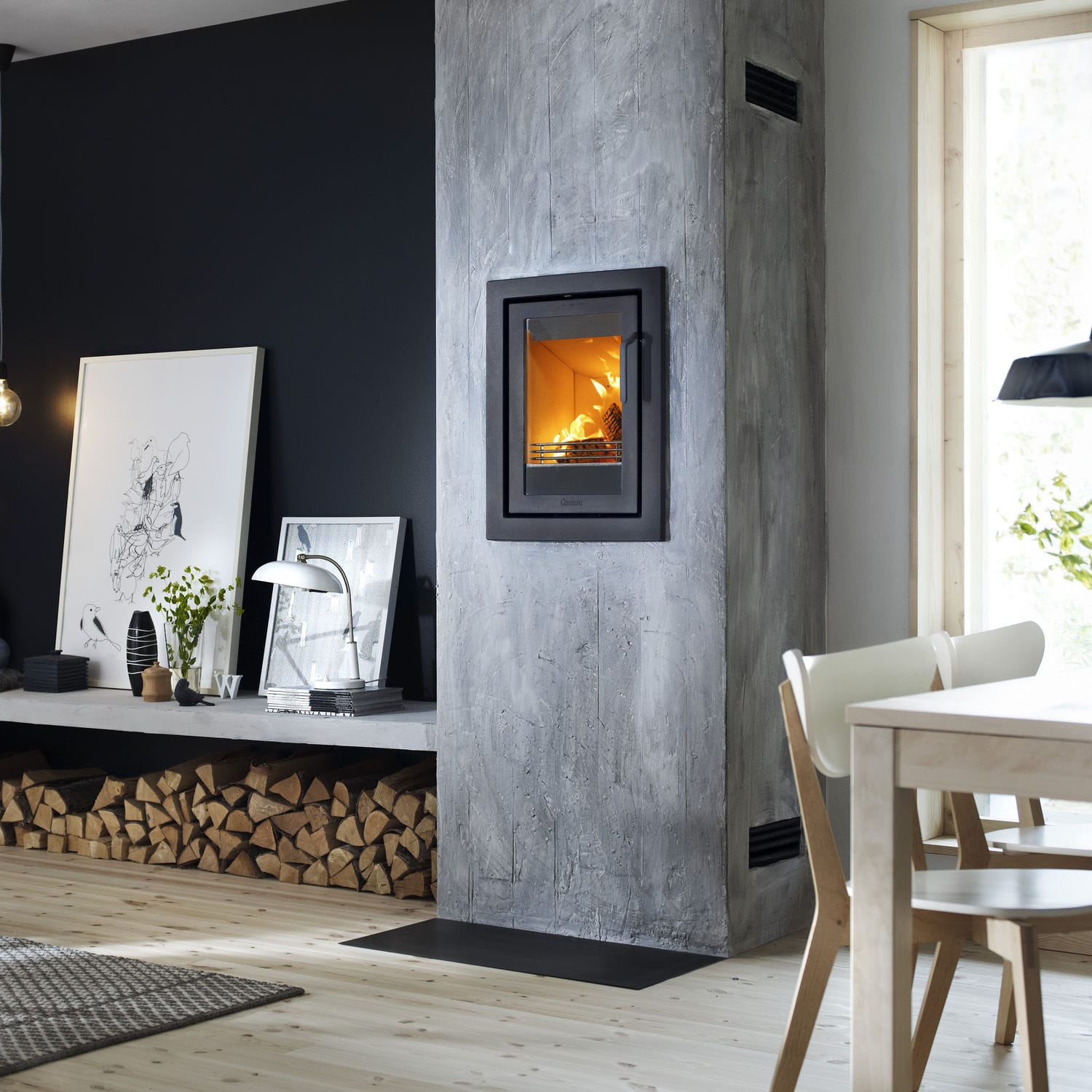Wood Burning Fireplace Insert I4 Modern Four Sided Frame
