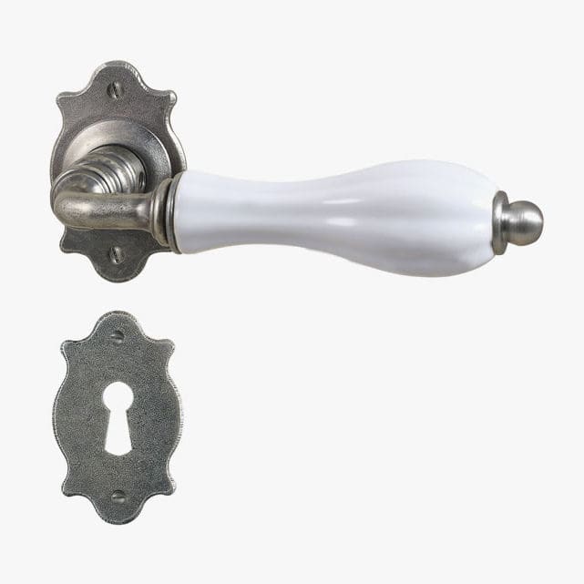 Door handle - FM 383 - IL Forgiato - wrought iron / porcelain / traditional