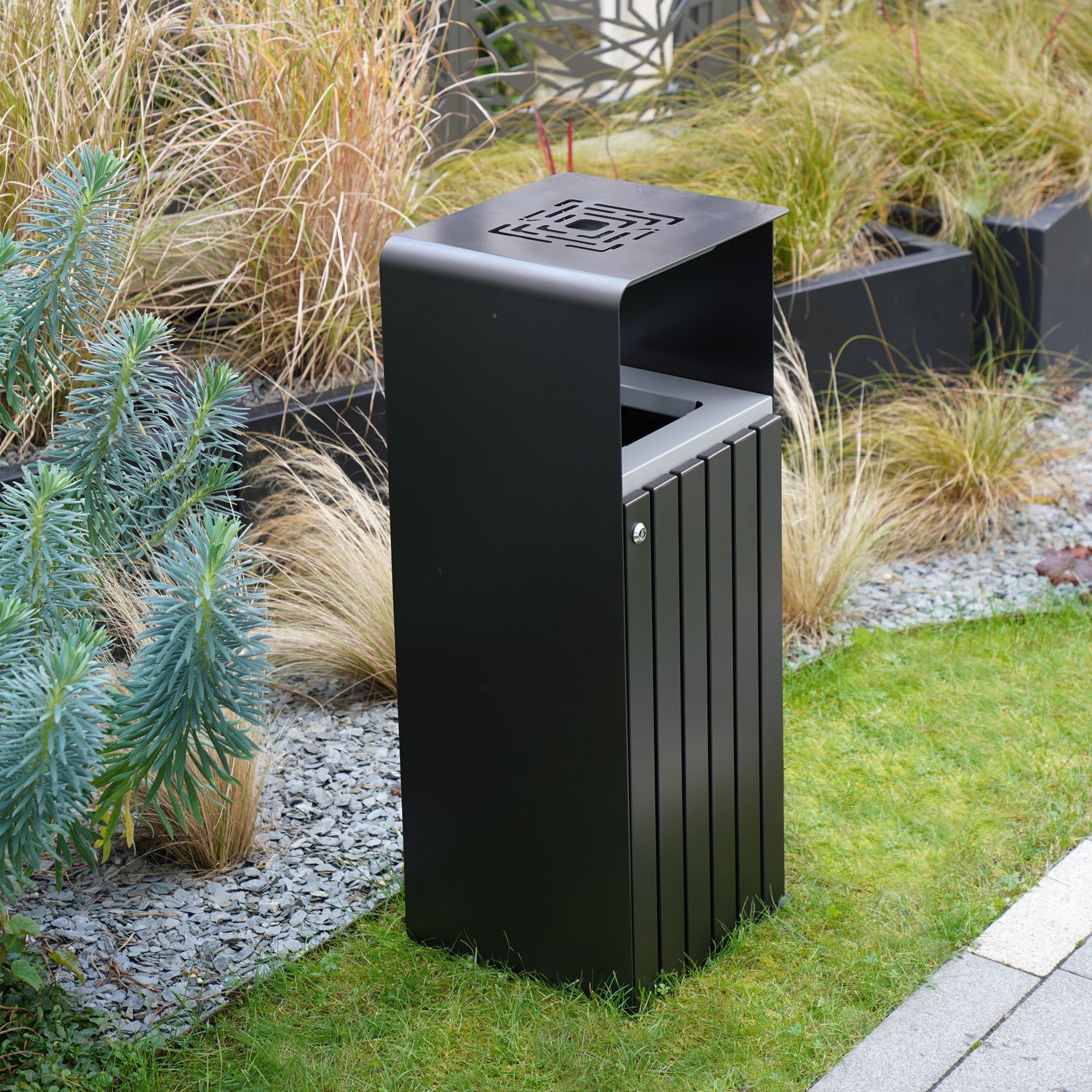 Public Trash Can - Artri Alu - Rossignol - Aluminum   With Built-in 