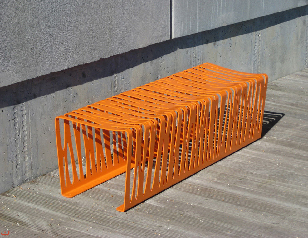 Public Bench Original Design Galvanized Steel Zebra