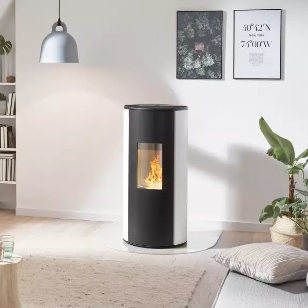Pellet heating stove COS­MO Rika floormounted / contemporary / metal