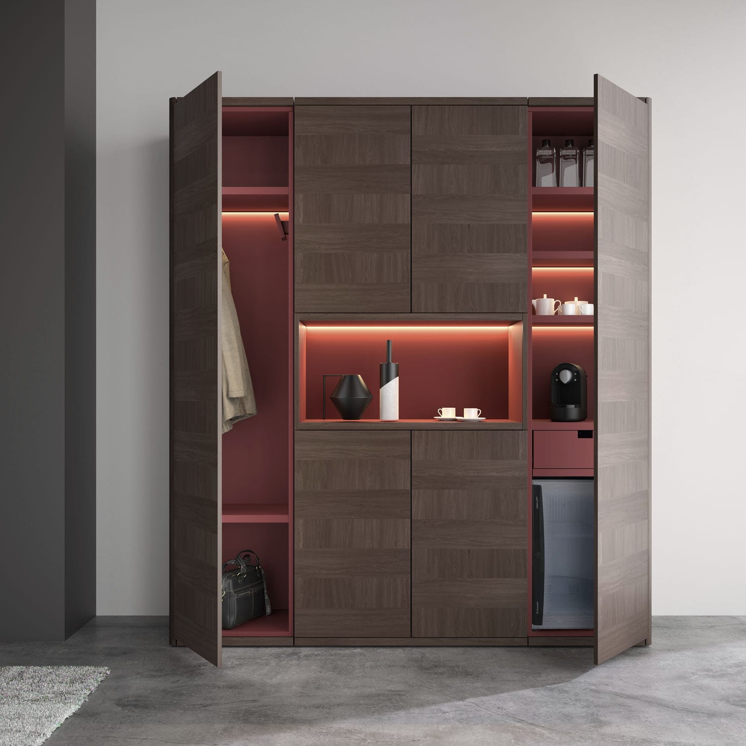 Tall Filing Cabinet Wooden With Hinged Door Modular