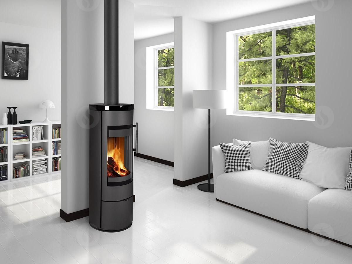 Wood heating stove - ALEA 01 A - ROMOTOP - 0 - 5 kW / 5 kW...10 kW /  free-standing