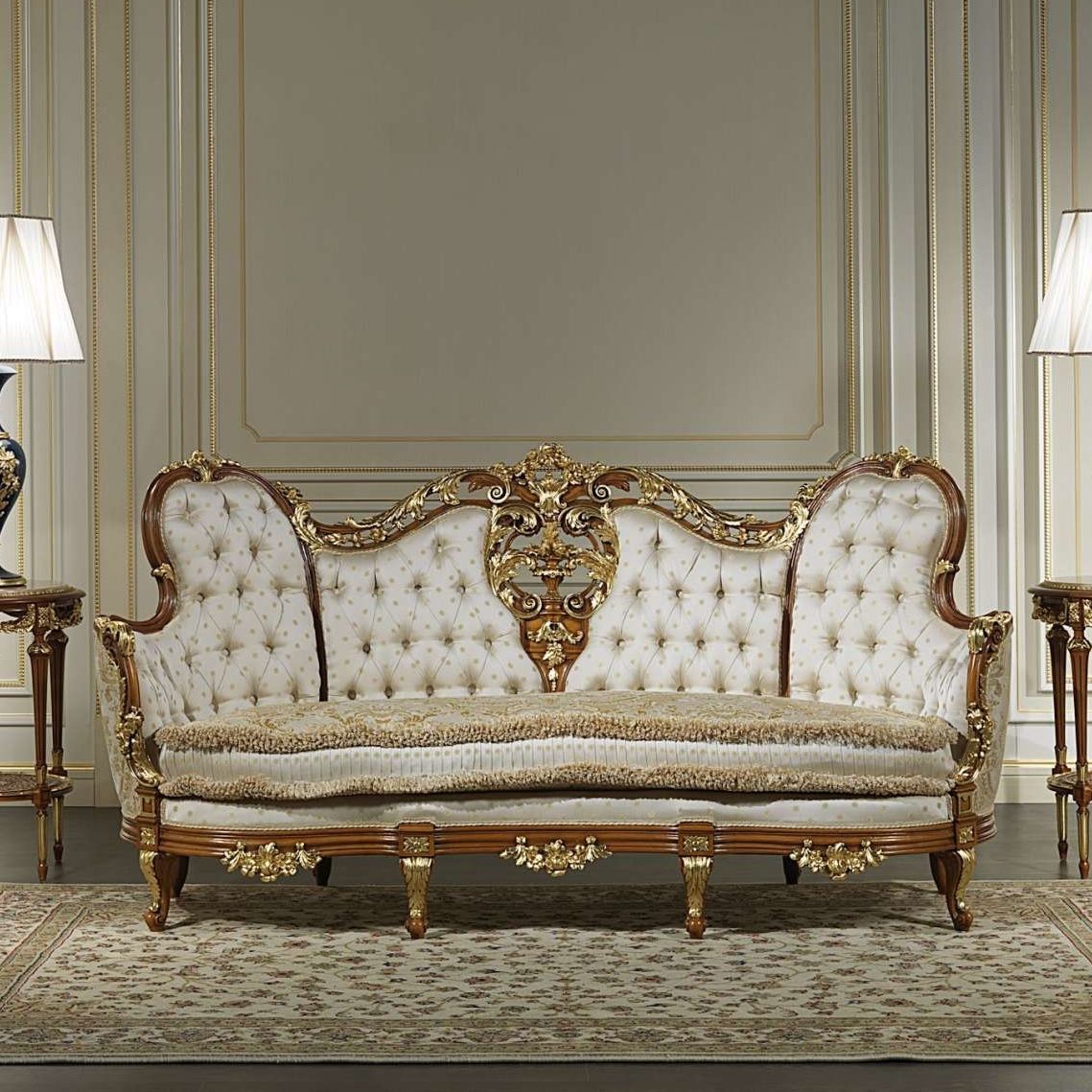 Classic Sofa 800 Vimercati Meda Luxury Classic Furniture Living Room White Golden 7961